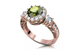 Ring Vintage Jewlery Yellow Peridot Original Vintage 14K Rose Gold crc003r crc003r-yp