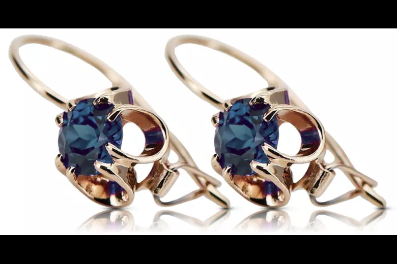 Rose pink 14k 585 gold alexandrite earrings vec035 Vintage Russian Soviet style