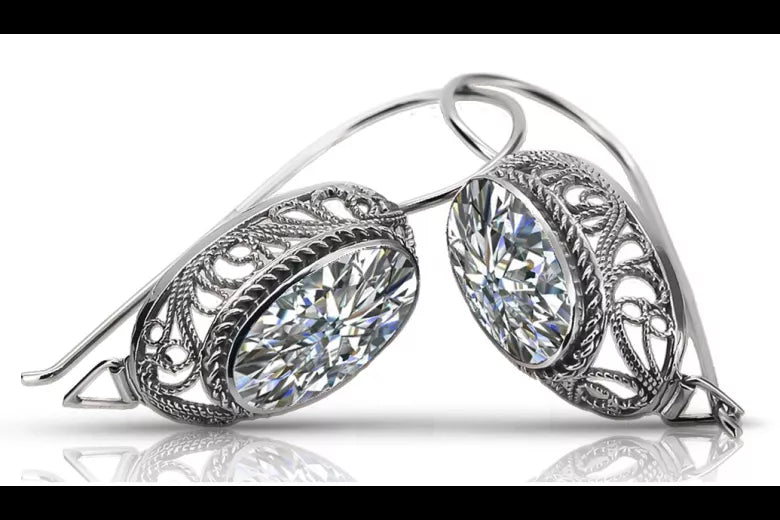 Rose pink 14k 585 gold earrings setting vec023 Vintage Russian Soviet style vec023r-st