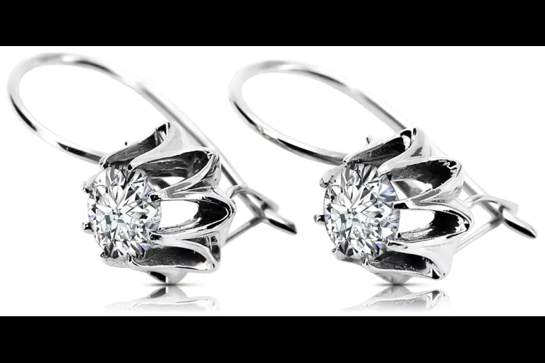 Rose pink 14k 585 gold earrings setting vec092 Vintage Russian Soviet style vec092r-st