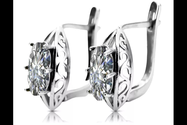 Rose pink 14k 585 gold earrings setting vec141 Vintage vec141r-st