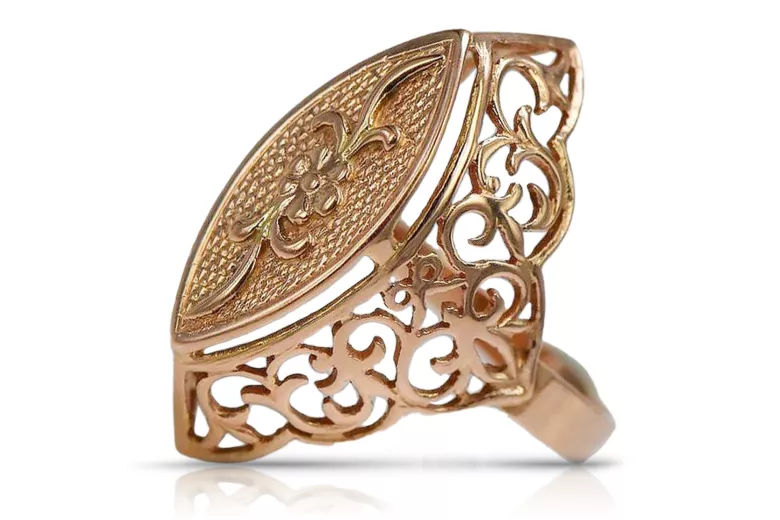 Rose pink 14k 585 gold ring vrn016r Russian Soviet Vintage jewelry style