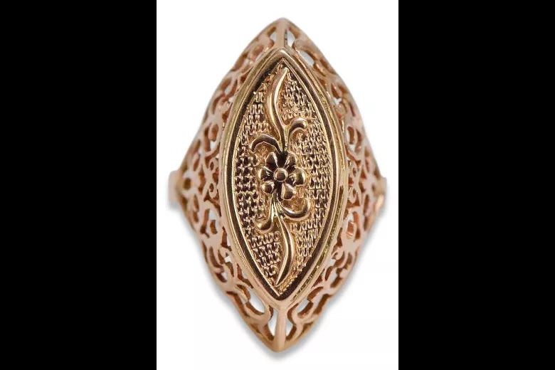 Rose pink 14k 585 gold ring vrn016r Russian Soviet Vintage jewelry style