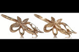Rose pink 14k 585 gold Vintage flower earrings ven141