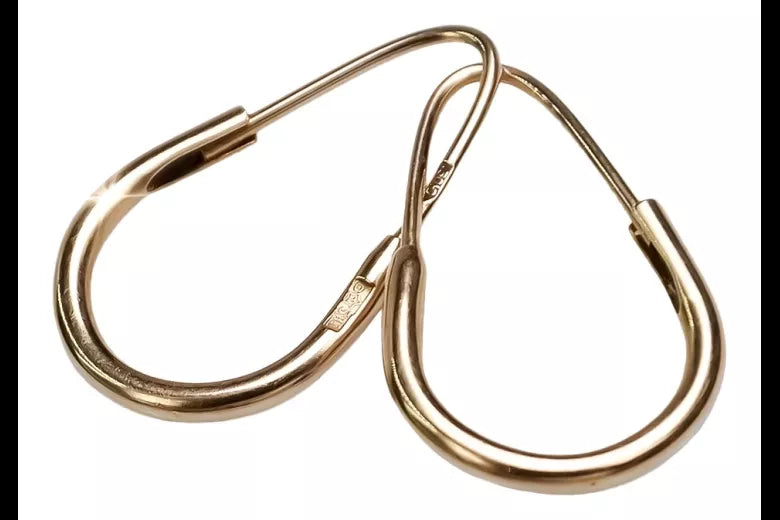 Rose pink 14k 585 gold Vintage Hoops earrings ven016