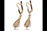 Rose pink 14k 585 gold Vintage leaf earrings ven151