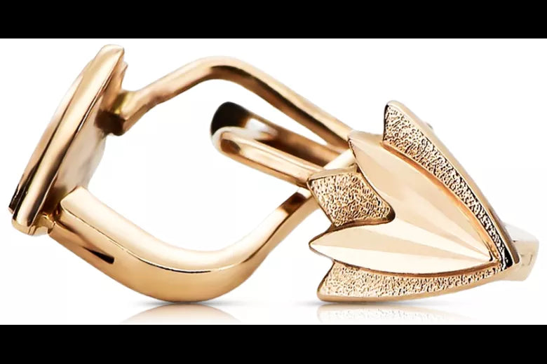 Rose pink 14k 585 gold Vintage leaf earrings ven170