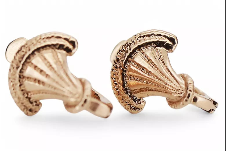 Rose pink 14k 585 gold  Vintage leaf earrings ven214