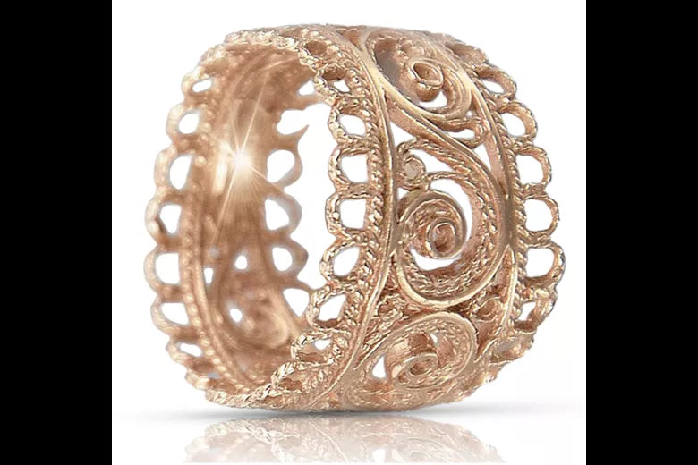 Rose pink 14k 585 gold Vintage ring vrn003 Russian Soviet Vintage style