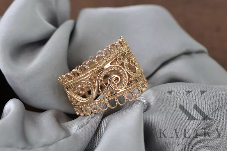 Rose pink 14k 585 gold Vintage ring vrn003 Russian Soviet Vintage style