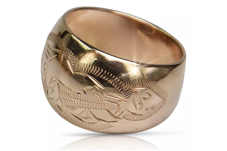Rose pink 14k 585 gold Vintage ring vrn007 Russian Soviet Vintage style