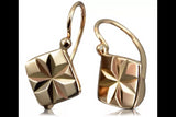 Rose pink 14k 585 gold Vintage square earrings ven049