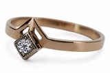 Rose pink 14k gold 585 Diamond ring vrd313r Russian Soviet Vintage style