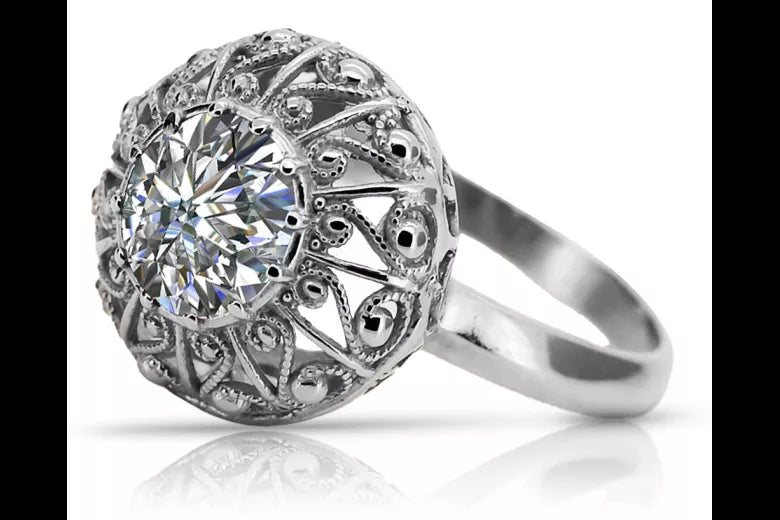 Rose pink 14k gold 585 ring Setting vrc059 Vintage