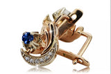 Russian 14K Rose White Gold Sapphire diamonds earrings Russian Soviet Vintage style ved093rw-sp