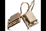 Vintage rose pink 14k 585 gold Vintage square earrings ven006