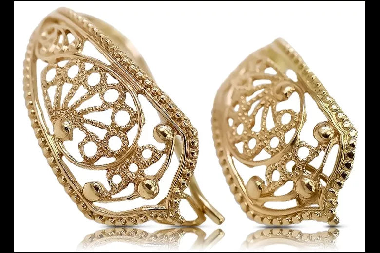 Earrings in Vintage rose 14k gold 585 flower Vintage ven179