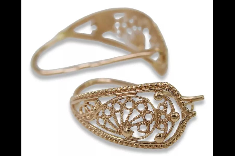 Earrings in Vintage rose 14k gold 585 flower Vintage ven179