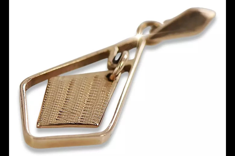 Vintage rose pink 14k 585 gold square Vintage pendant vpn003