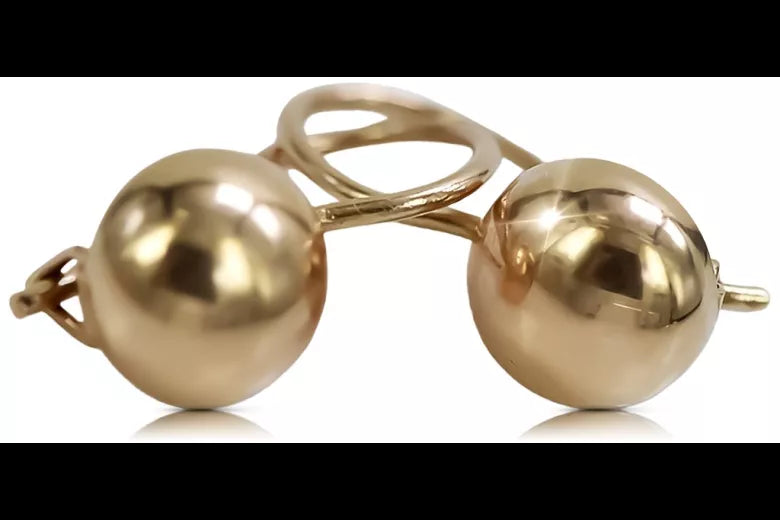 Vintage rose pink 14k 585 gold  Vintage ball earrings ven130