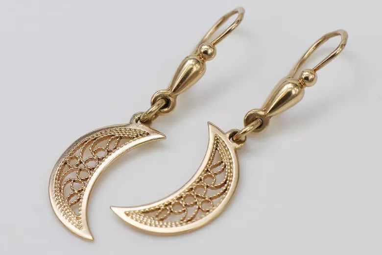 Vintage rose pink 14k 585 gold Vintage ball earrings ven174