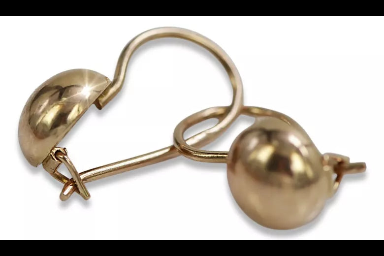 Vintage rose pink 14k 585 gold Vintage ball earrings ven178
