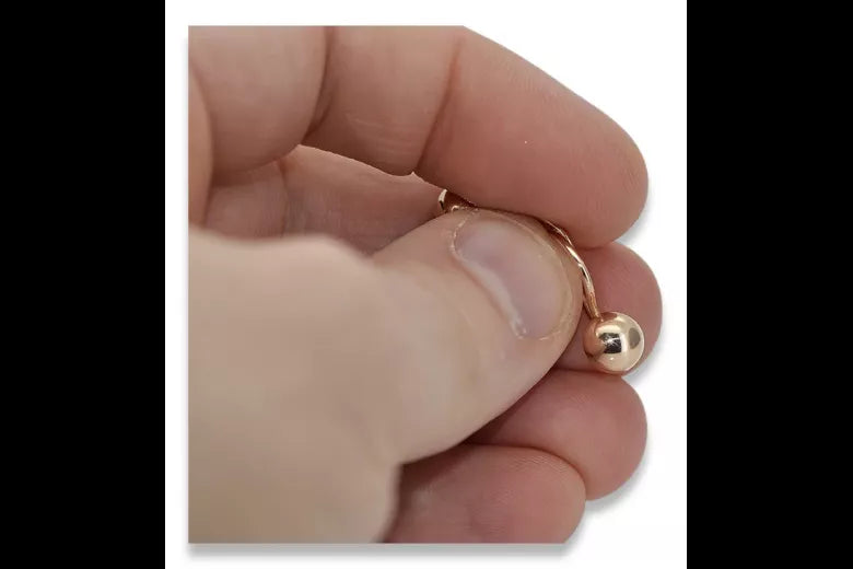 Vintage rose pink 14k 585 gold Vintage ball earrings ven199