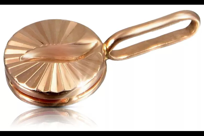 Vintage rose pink 14k 585 gold Vintage circle pendant vpn085