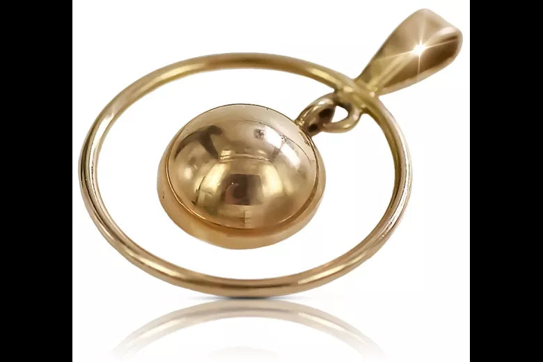 Vintage rose pink 14k 585 gold Vintage circle pendant vpn031