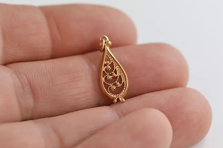 Vintage rose pink 14k 585 gold Vintage fish pendant vpn063