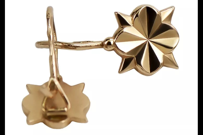 Vintage rose pink 14k 585 gold Vintage flower earrings ven002