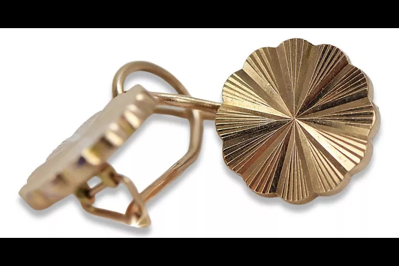 Vintage rose pink 14k 585 gold Vintage flower earrings ven135