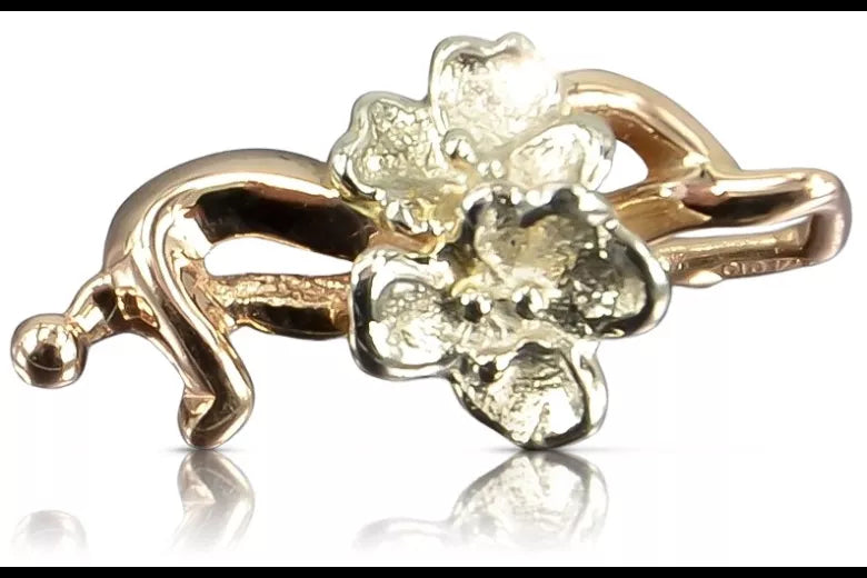 Vintage rose pink 14k 585 gold Vintage flower pendant vpn096