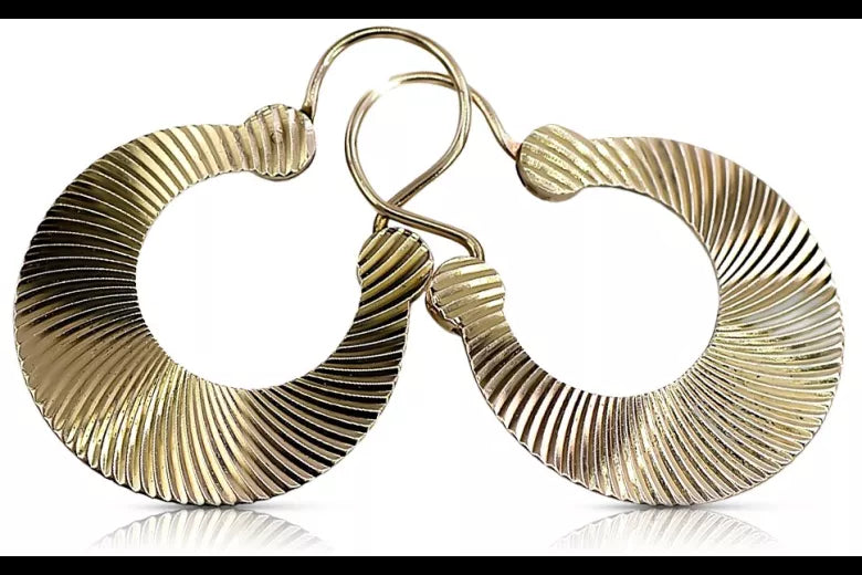 Vintage rose pink 14k 585 gold Vintage Gipsy earrings ven037