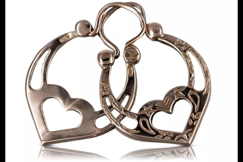 Vintage rose pink 14k 585 gold Vintage Gipsy earrings ven052