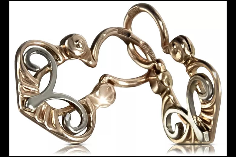 Vintage rose pink 14k 585 gold Vintage Gipsy earrings ven054