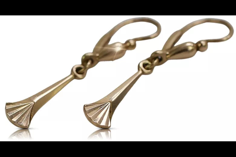 Vintage rose pink 14k 585 gold Vintage Hanging earrings ven160