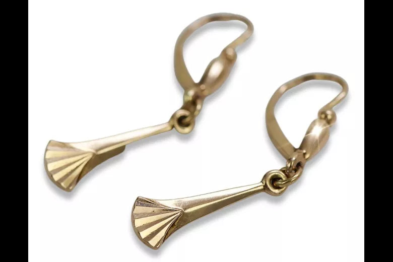 Vintage rose pink 14k 585 gold Vintage Hanging earrings ven160