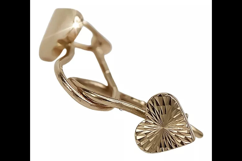 Vintage rose pink 14k 585 gold Vintage heart earrings ven001