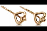 Vintage rose pink 14k 585 gold Vintage heart earrings ven102