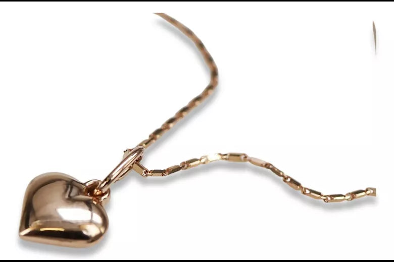 Vintage rose pink 14k 585 gold Vintage heart pendant vpn024