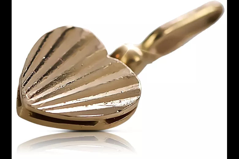 Vintage rose pink 14k 585 gold Vintage heart pendant vpn070