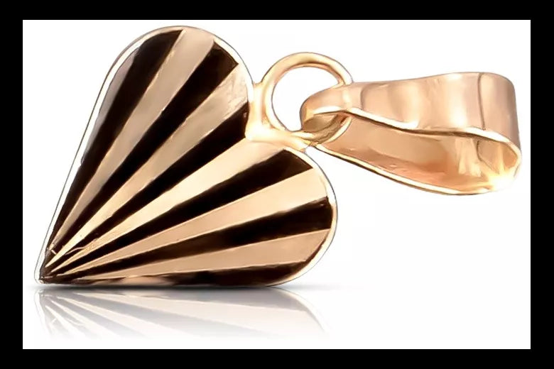 Vintage rose pink 14k 585 gold Vintage heart pendant vpn080