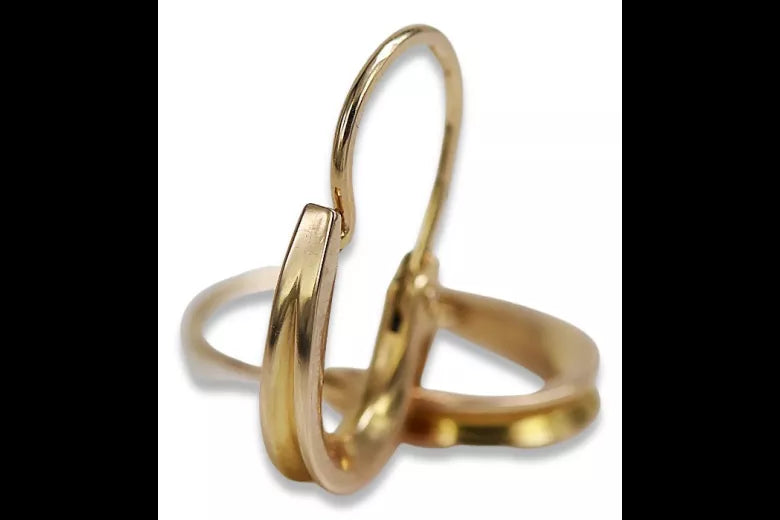 Vintage rose pink 14k 585 gold Vintage Hoops earrings ven095