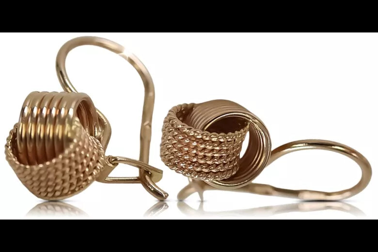 Vintage rose pink 14k 585 gold Vintage Hoops ven149