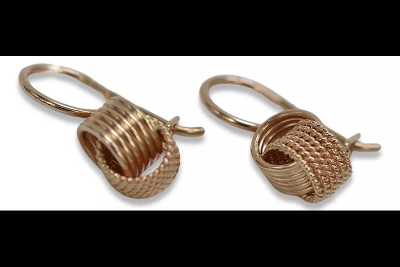 Vintage rose pink 14k 585 gold Vintage Hoops ven149