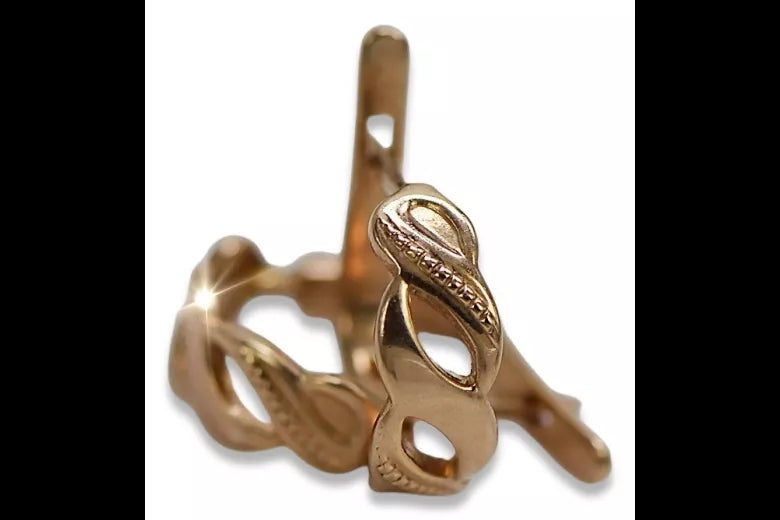 Vintage rose pink 14k 585 gold Vintage Hoops ven175