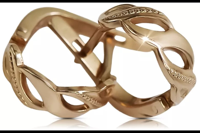 Vintage rose pink 14k 585 gold Vintage Hoops ven175