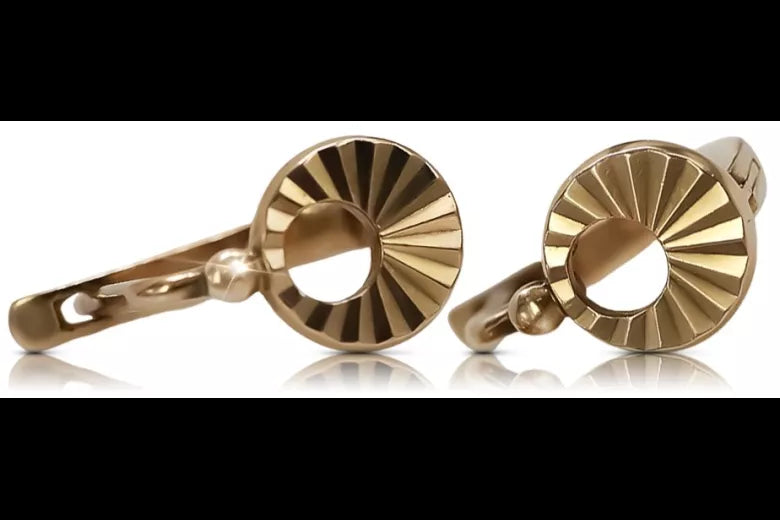 Vintage rose pink 14k 585 gold Vintage Hoops ven079