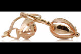 Vintage rose pink 14k 585 gold Vintage leaf earrings ven069
